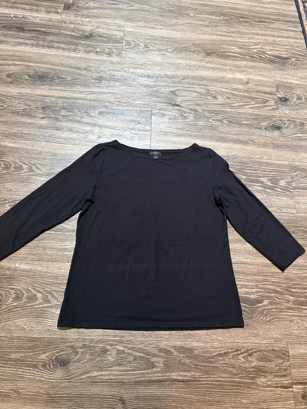 Ann Taylor Black Long Sleeve Boatneck Top
